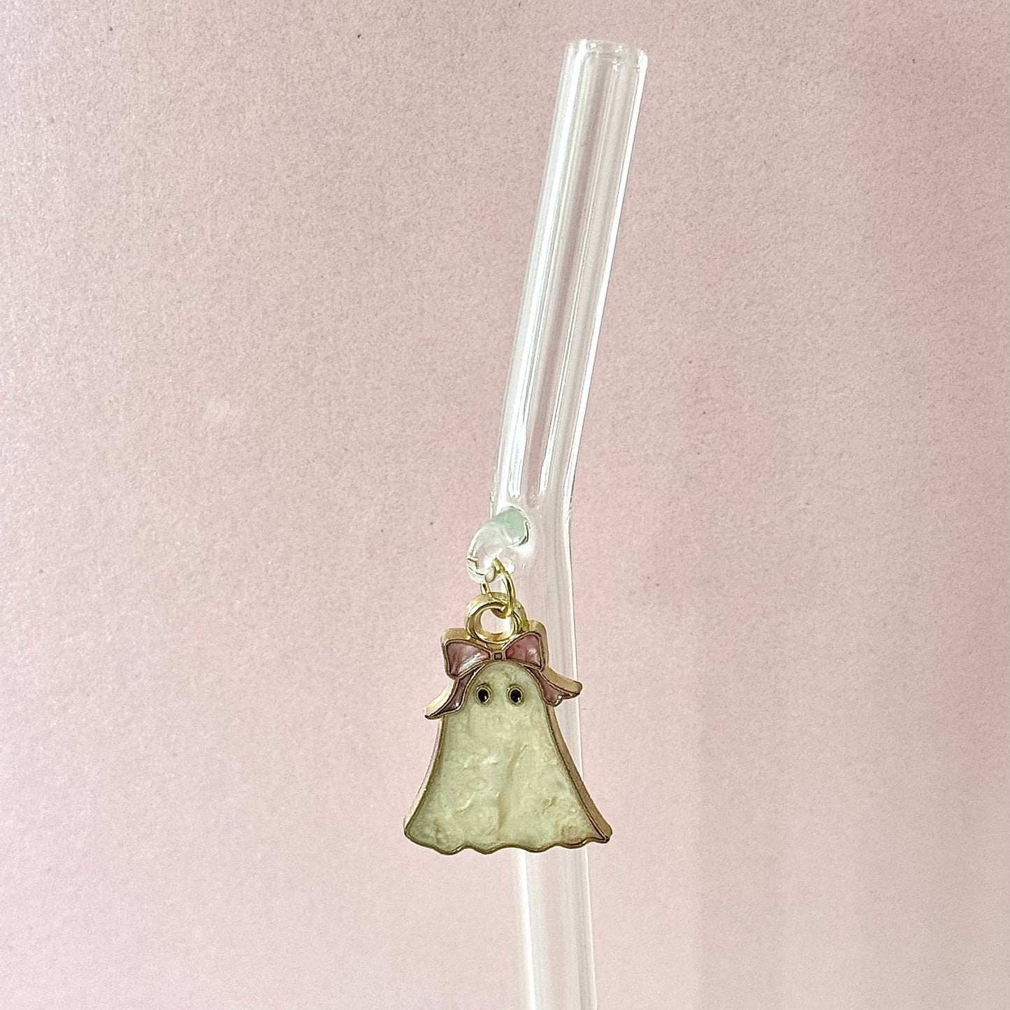Pink Bow Ghostie Glass Straw