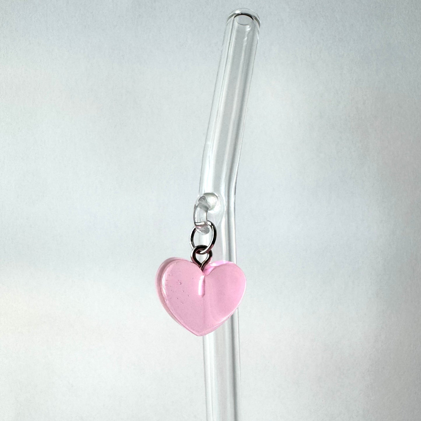 Light Pink Candy Heart Glass Straw