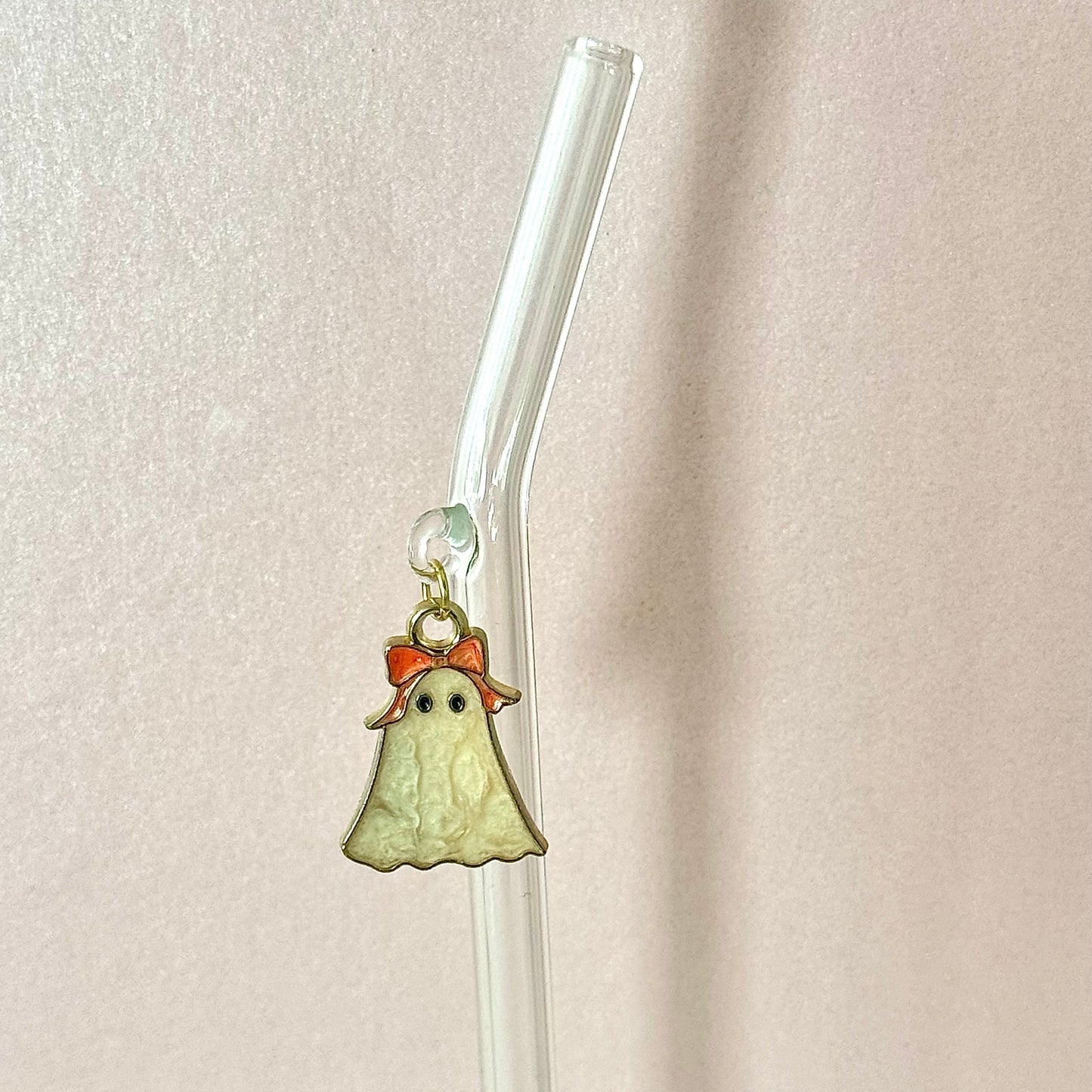 Orange Bow Ghostie Glass Straw