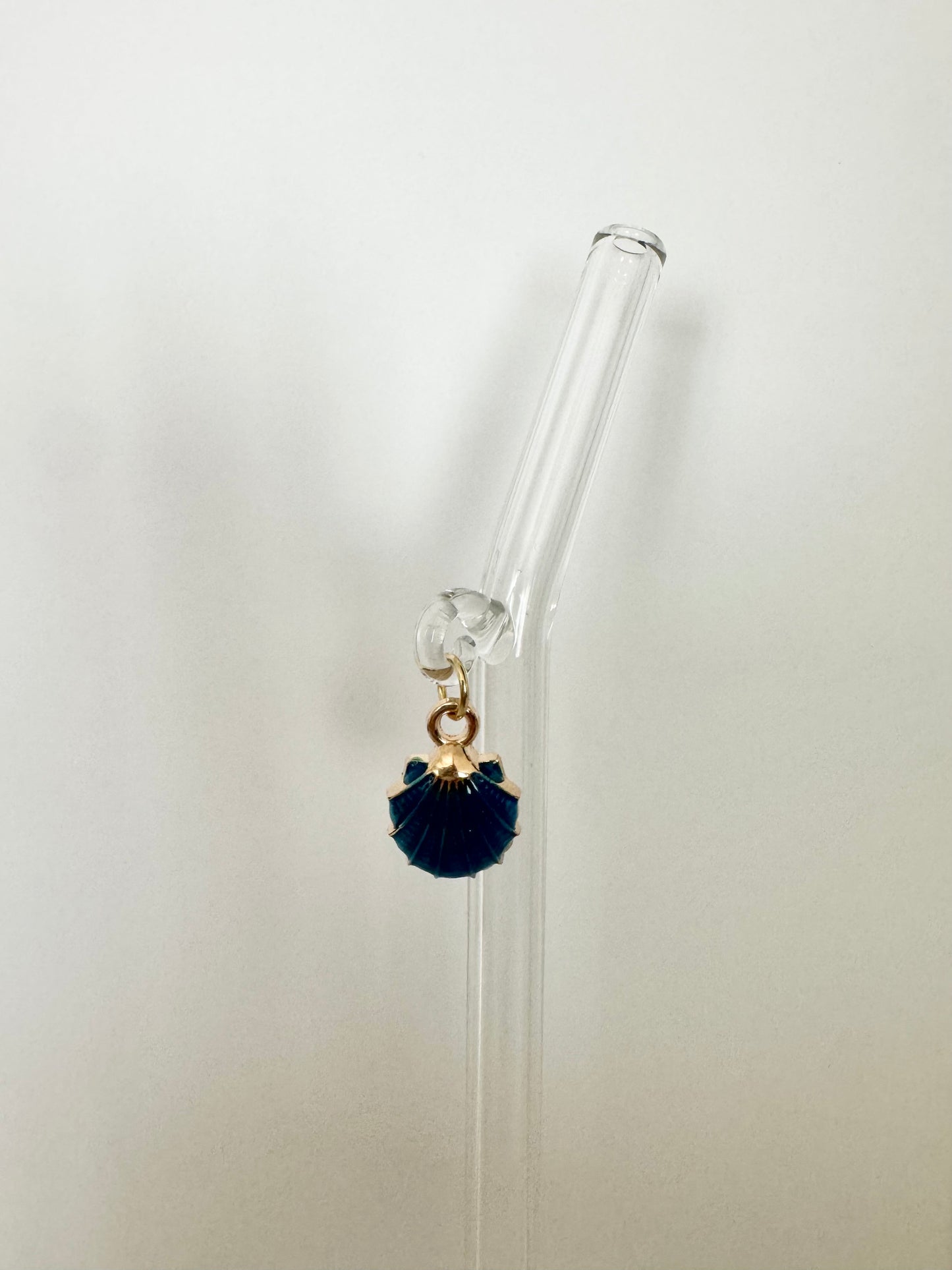 Blue Seashell Glass Straw