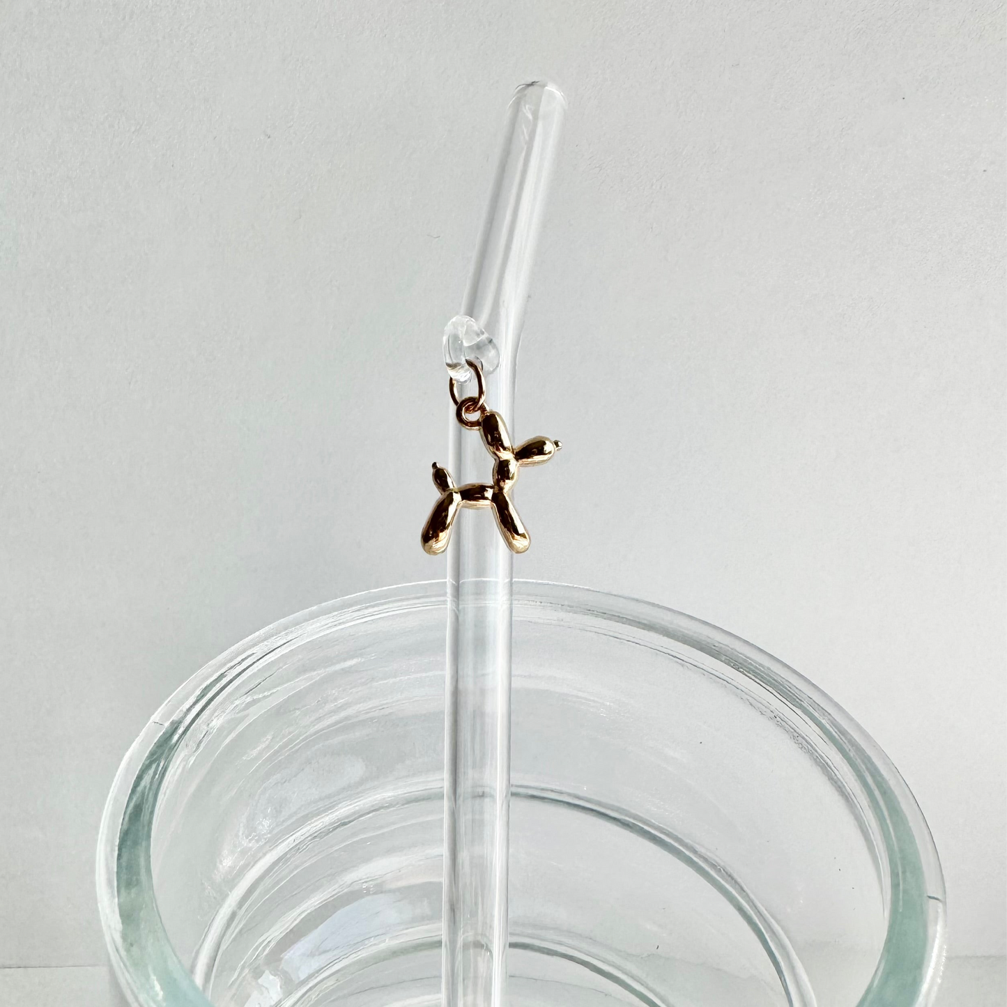 Gold Chrome Dog Glass Straw