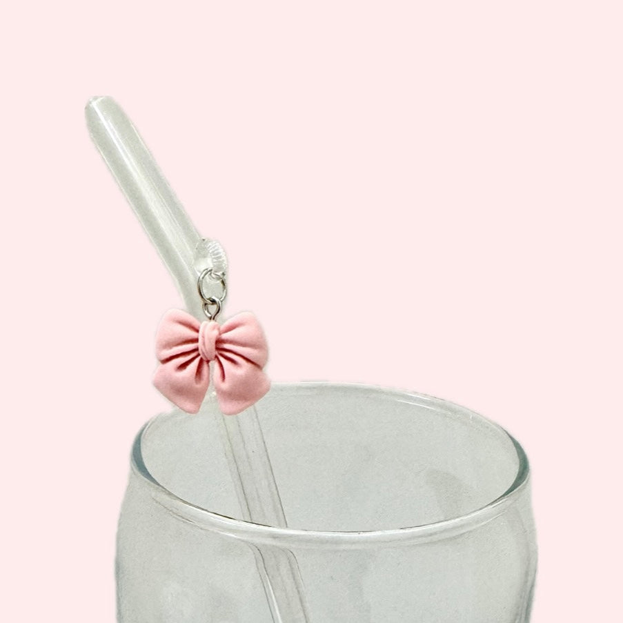 Pink Bow Glass Straw