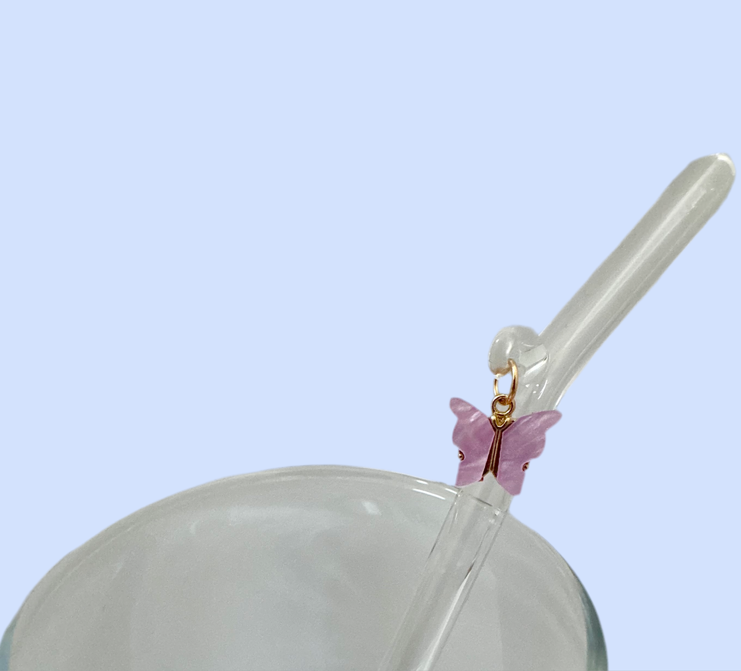 Purple Butterfly Glass Straw