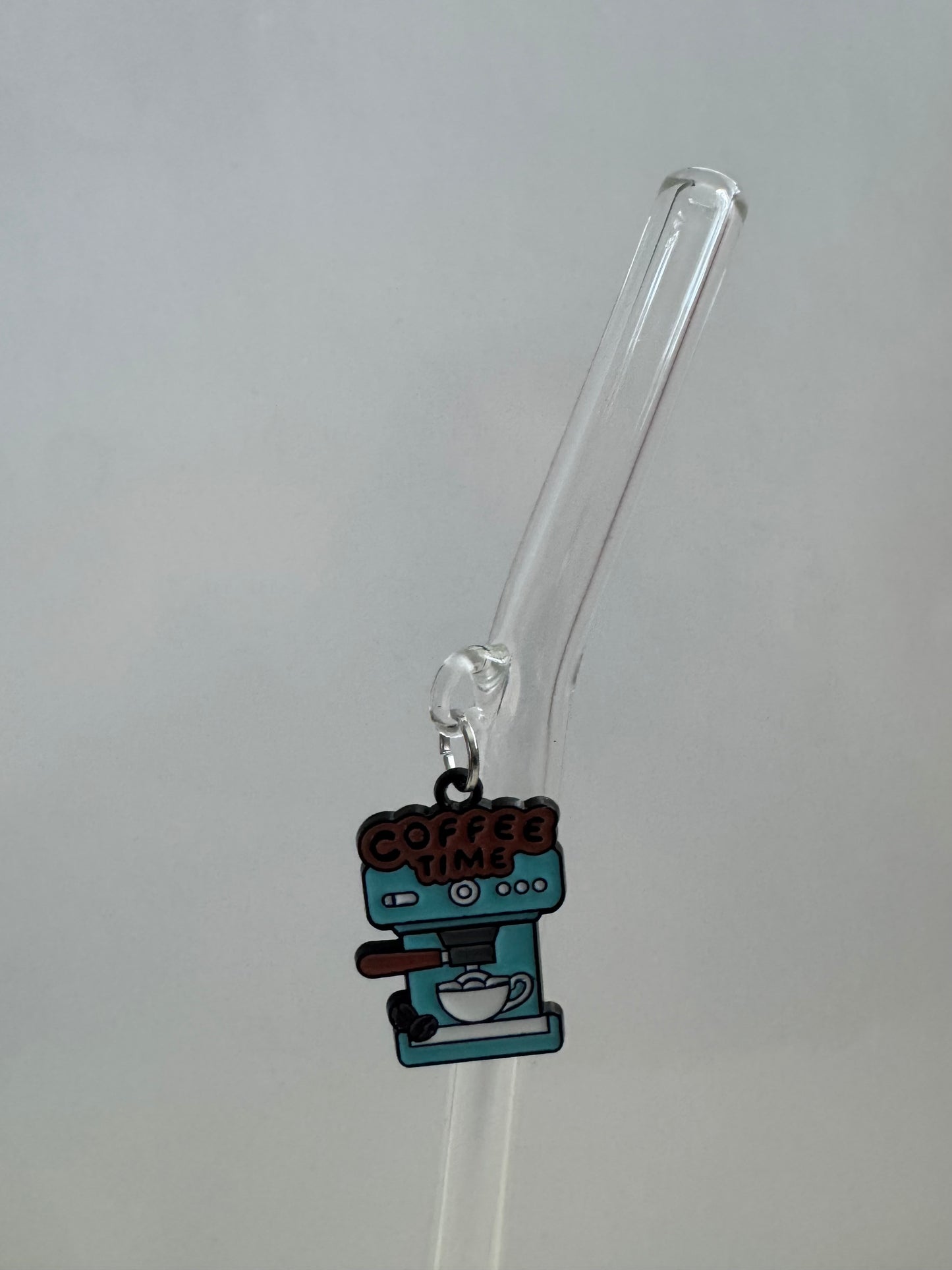Teal Espresso Machine Glass Straw