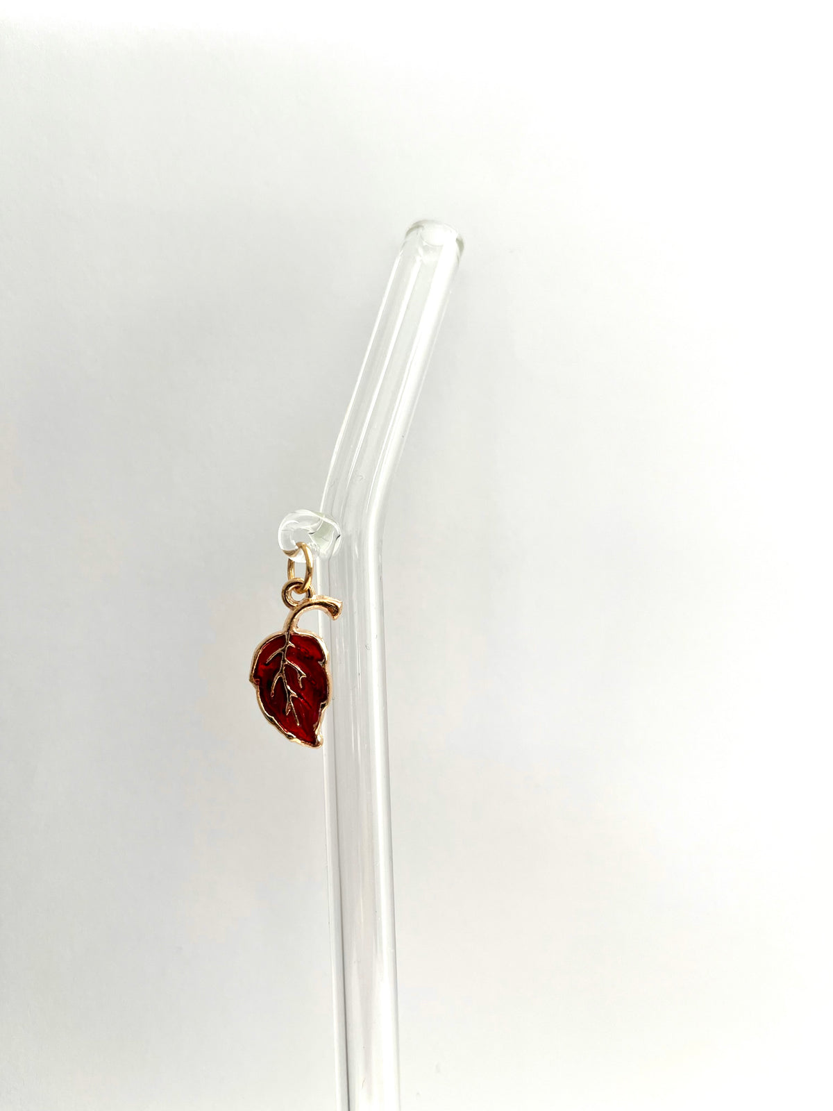 Red Leaf Glass Straw
