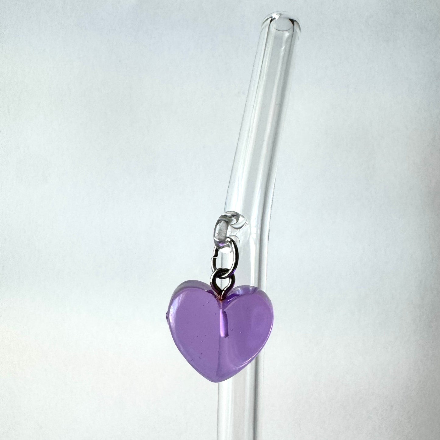 Purple Candy Heart Glass Straw