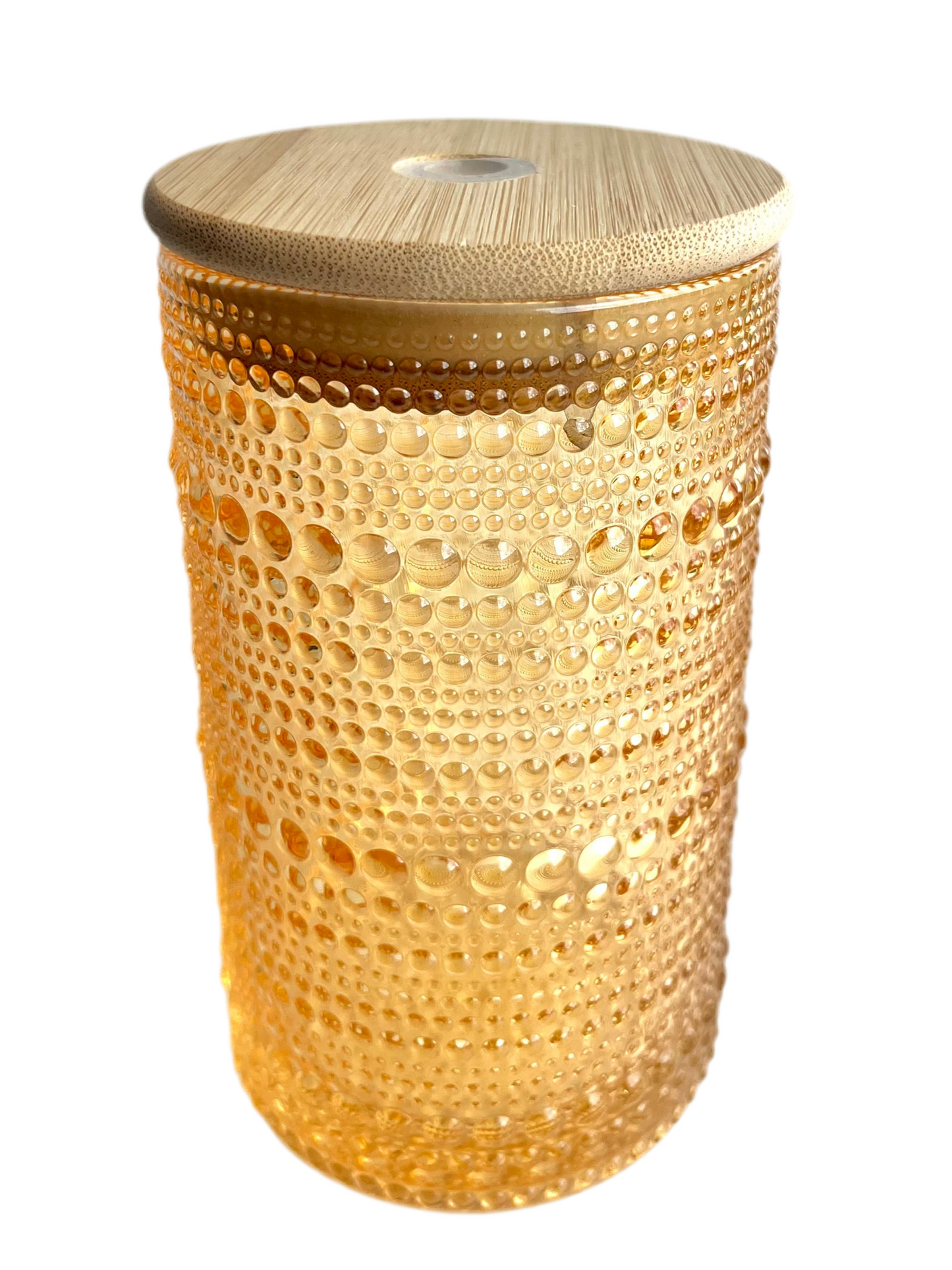 12 oz Orange Hobnail Glass Cup