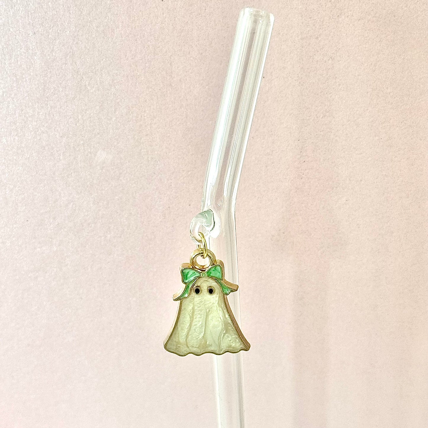 Green Bow Ghostie Glass Straw
