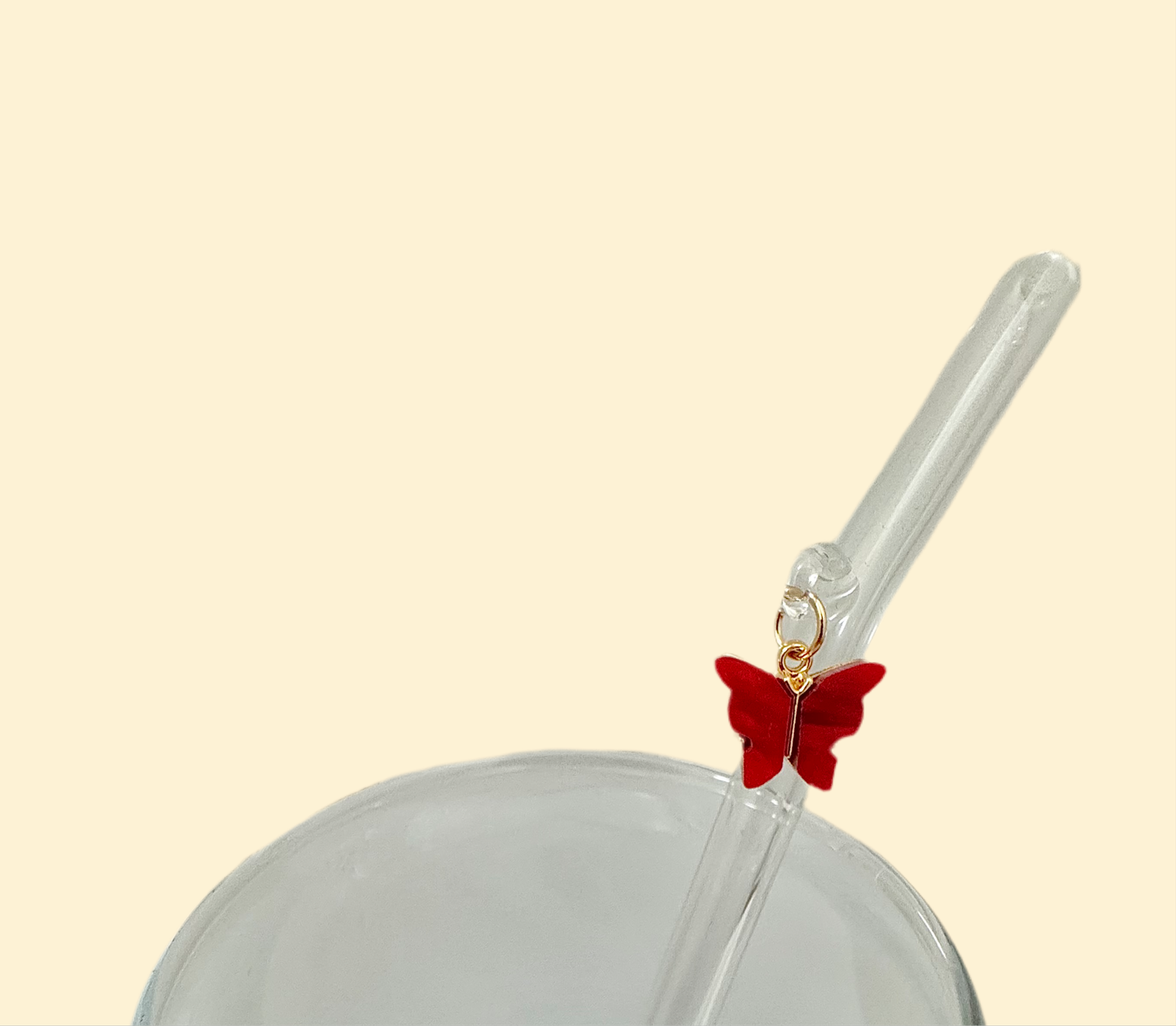 Red Butterfly Glass Straw