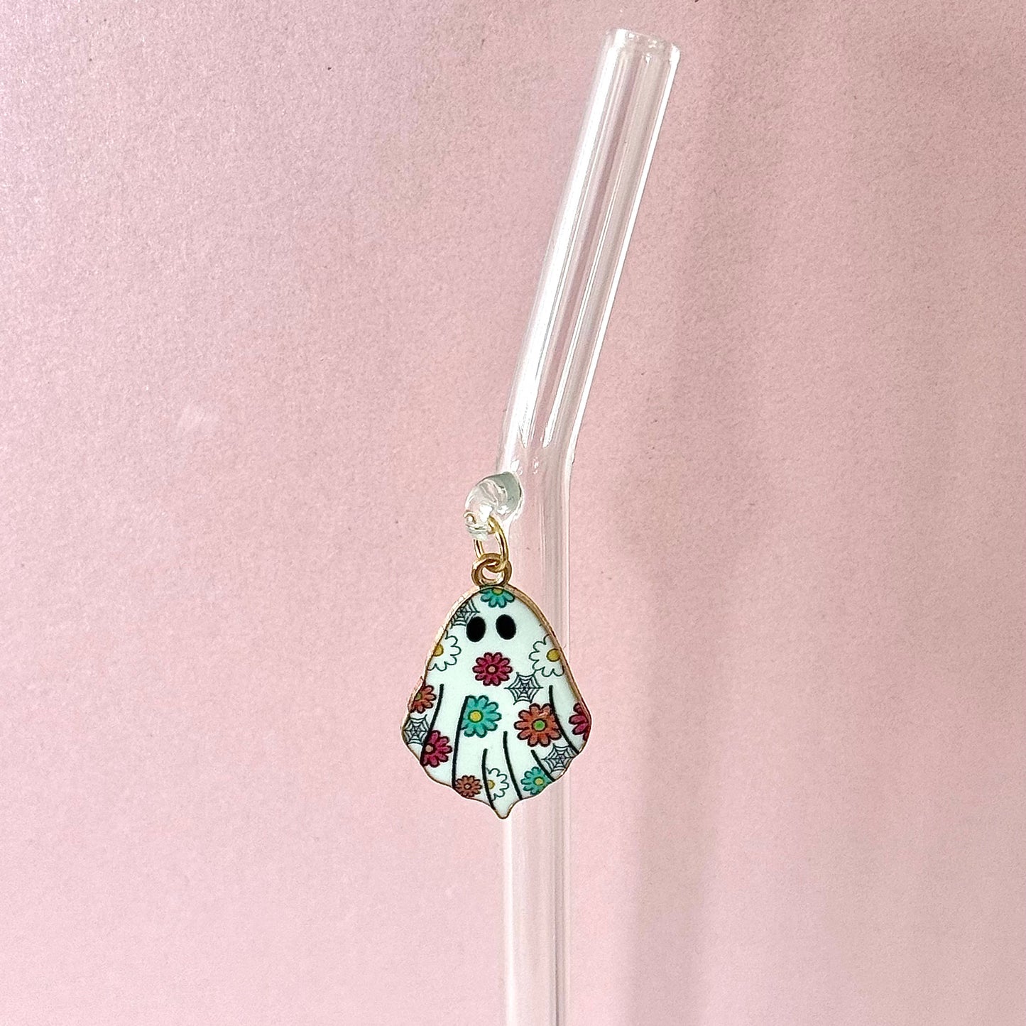 Colorful Flower Ghostie Glass Straw