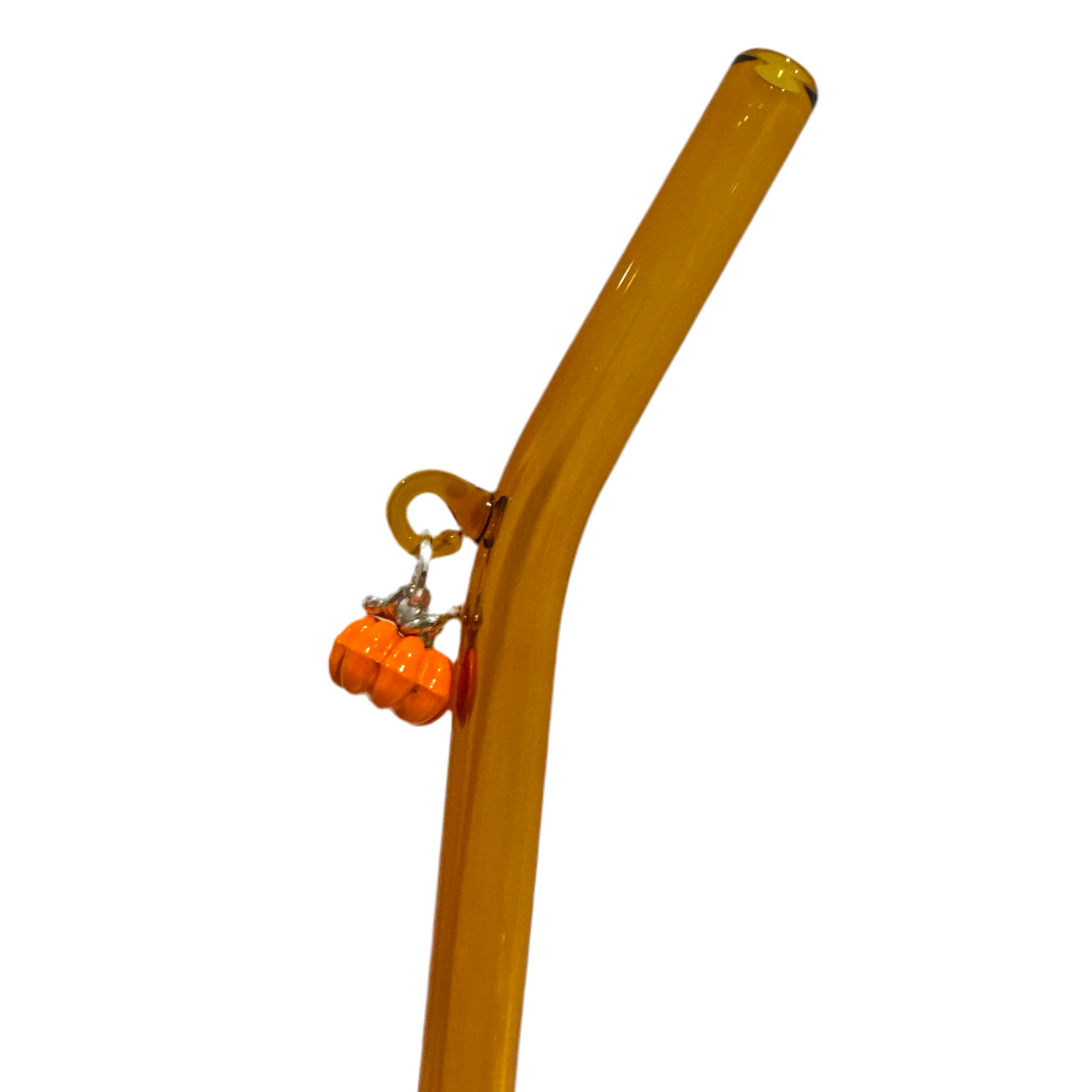 Cinderella Orange Pumpkin Glass Straw