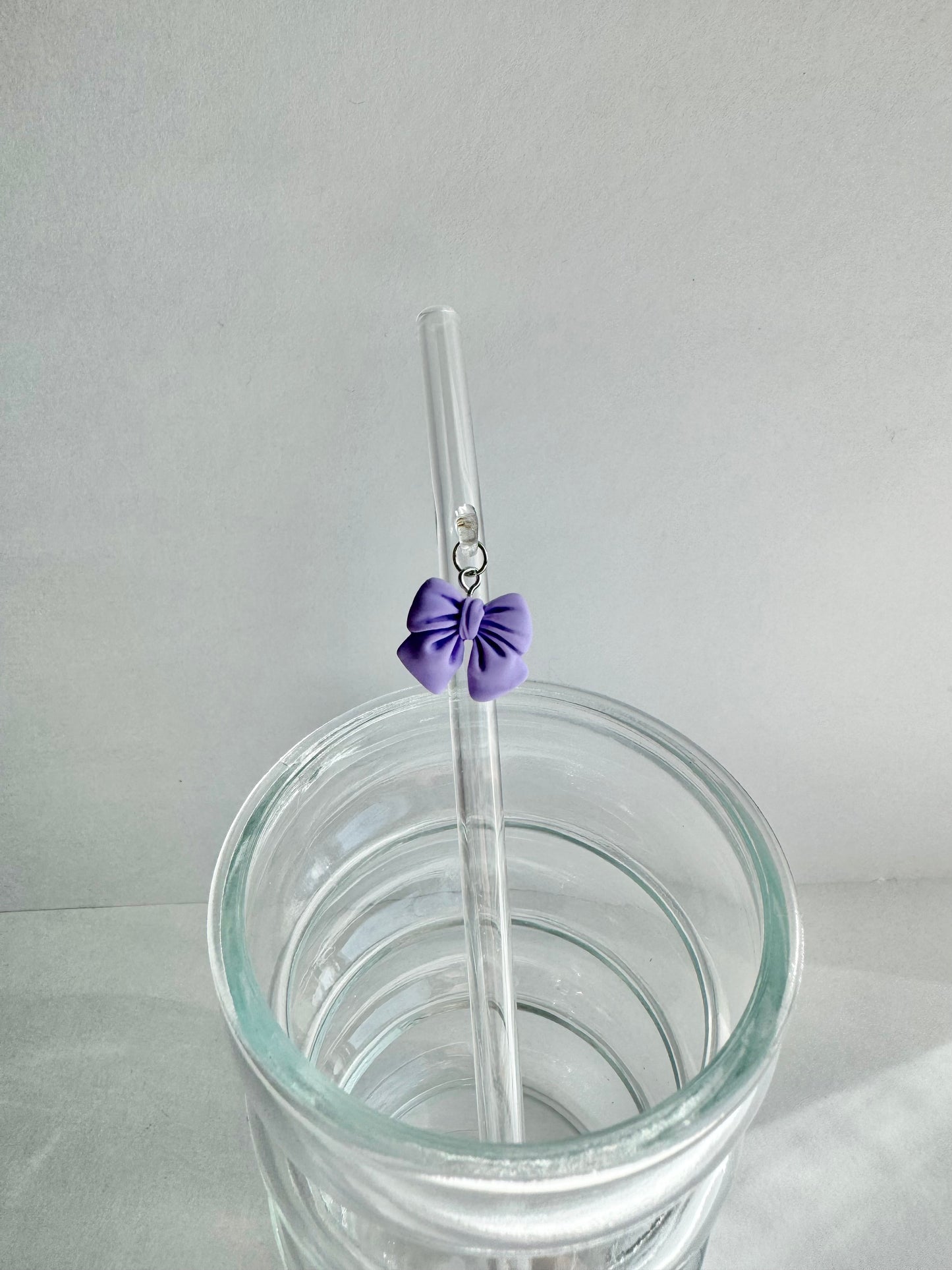 Purple Bow Glass Straw