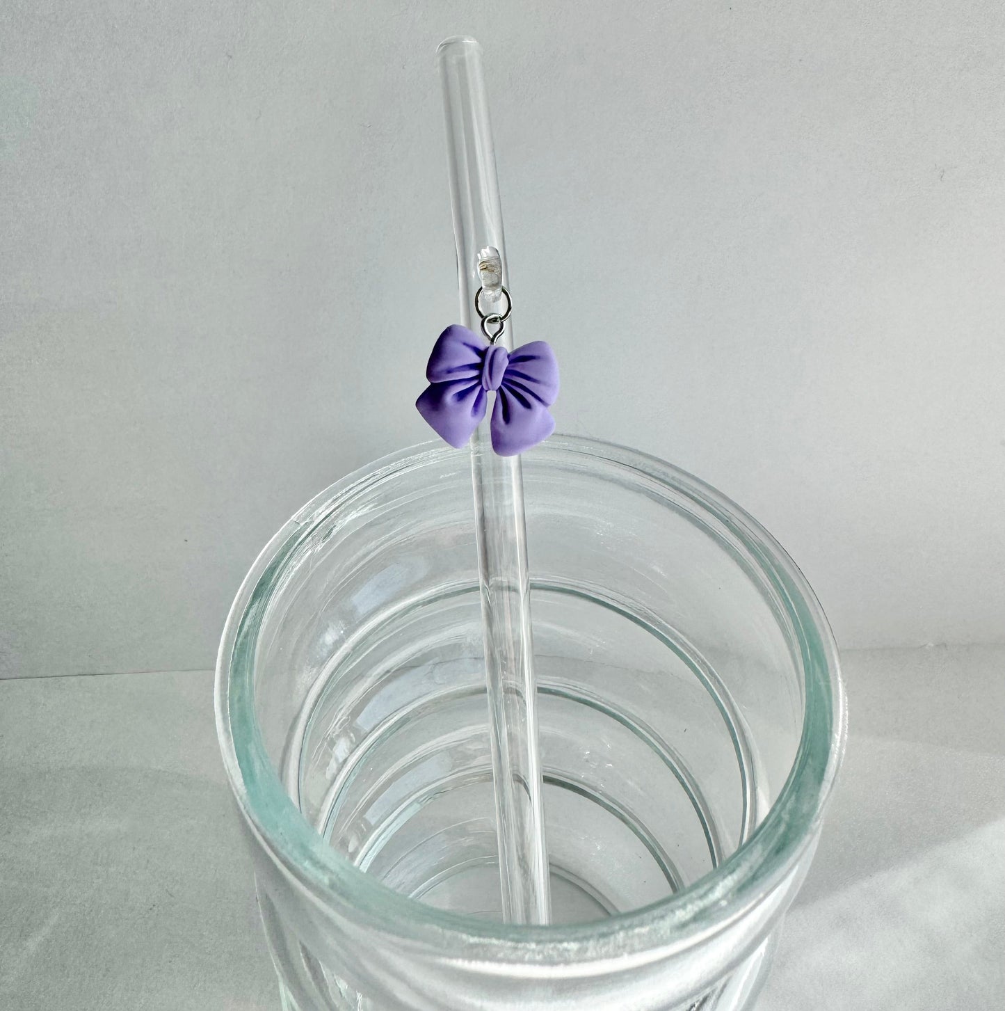 Purple Bow Glass Straw