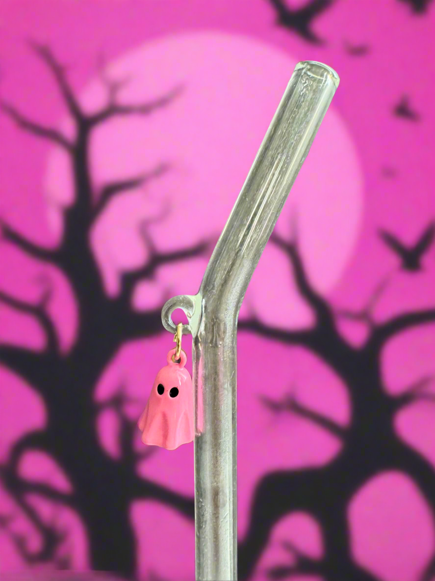 Pink Ghostie Glass Straw