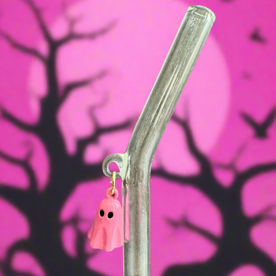 Pink Ghostie Glass Straw