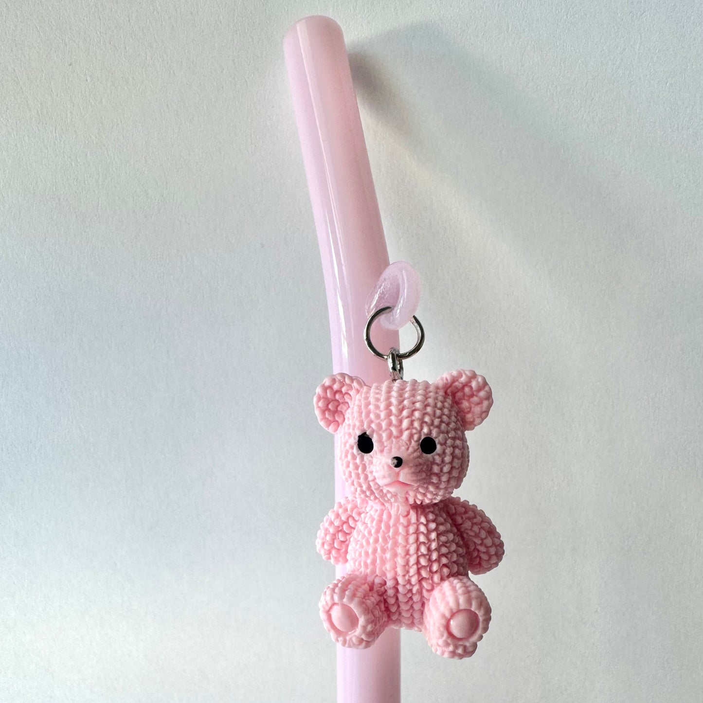 Pink Jumbo Teddy Glass Straw
