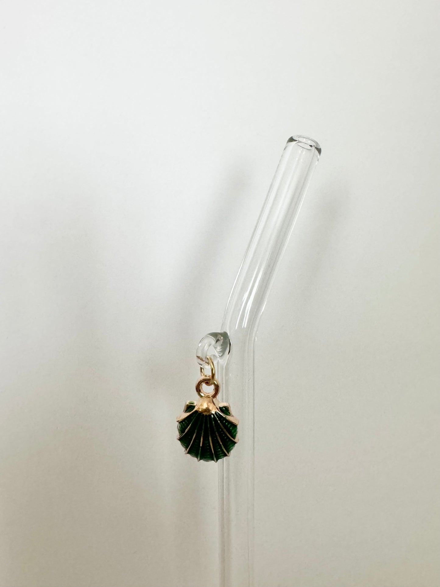 Green Seashell Glass Straw
