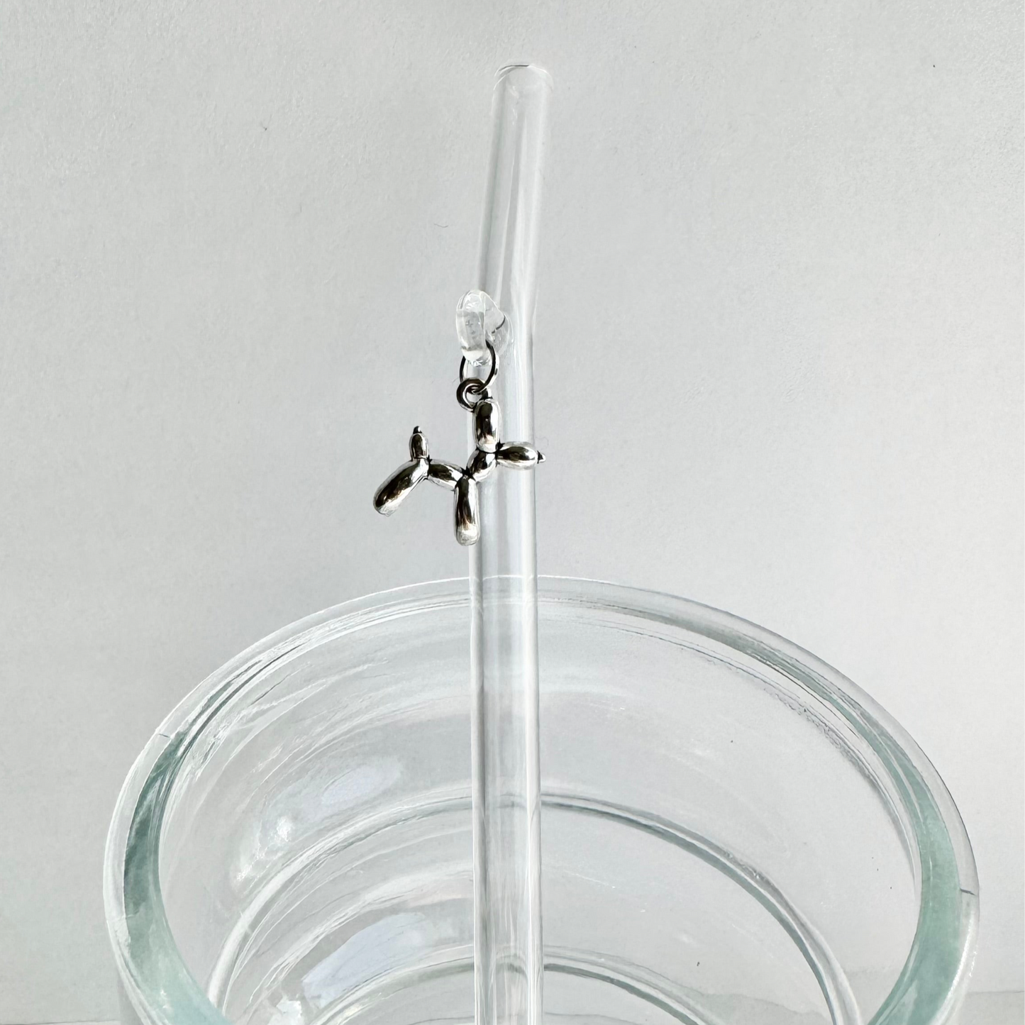 Silver Chrome Dog Glass Straw