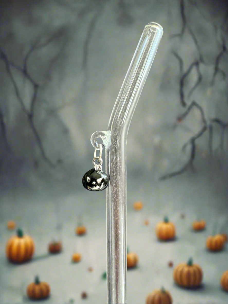 Black Pumpkin Glass Straw