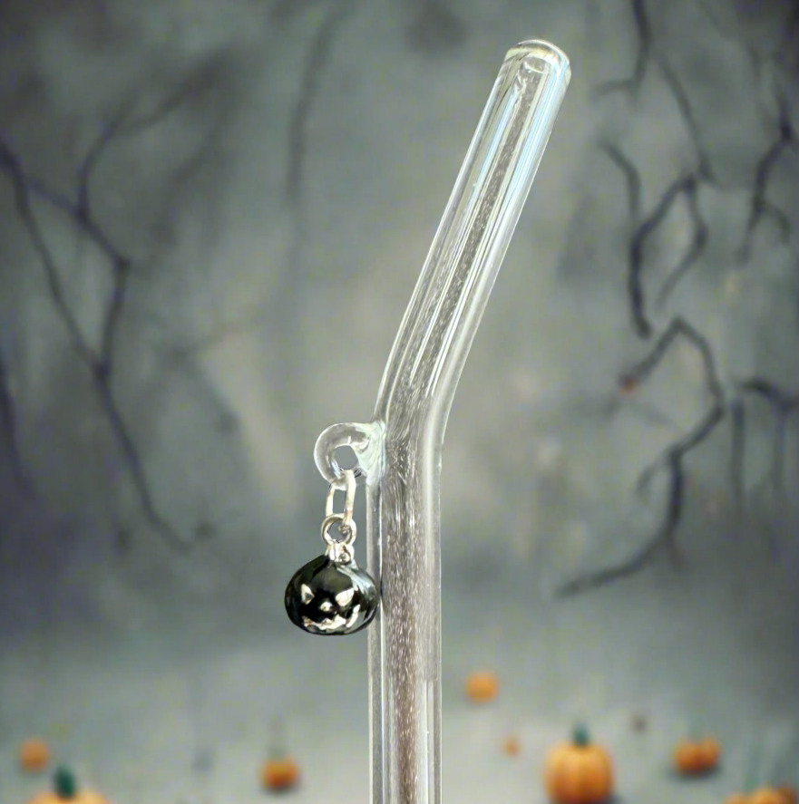 Black Pumpkin Glass Straw