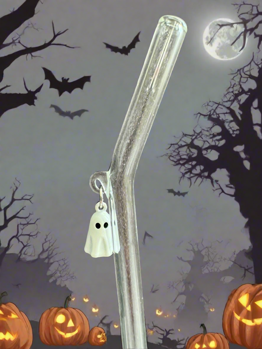 White Ghostie Glass Straw
