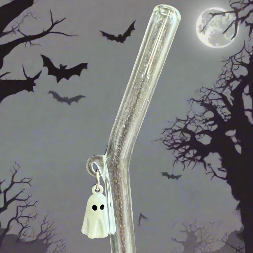 White Ghostie Glass Straw