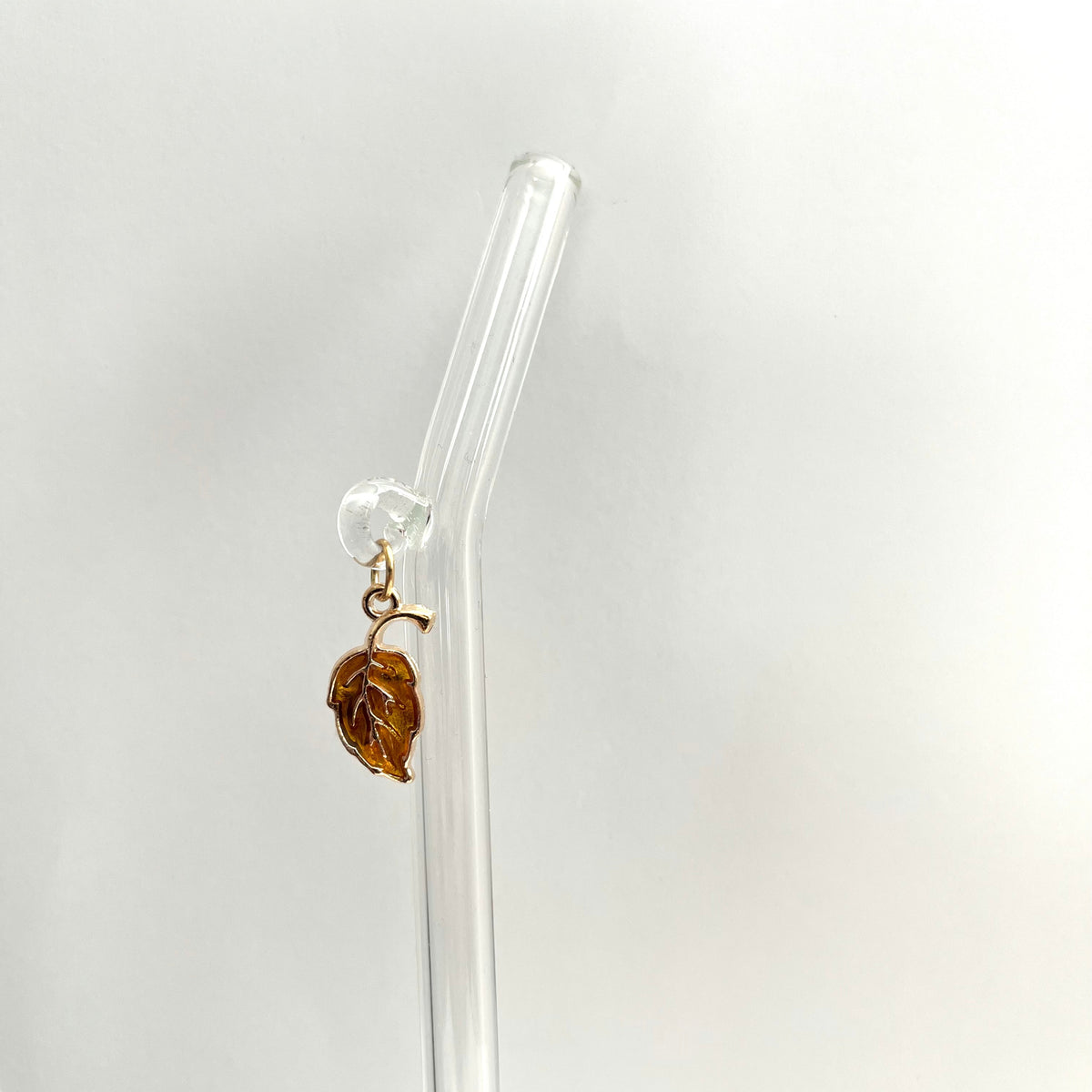 Yellow Leaf Glass Straw