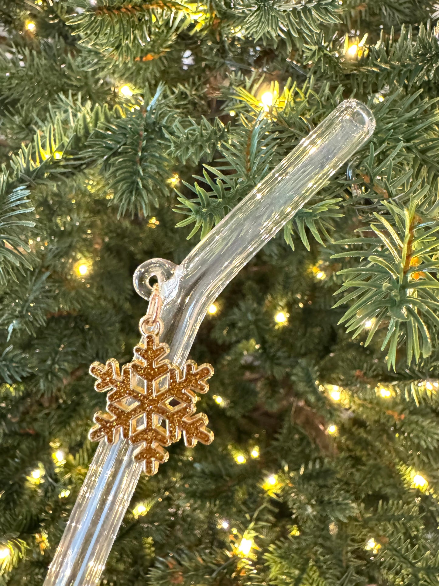 Brown Snowflake Glass Straw