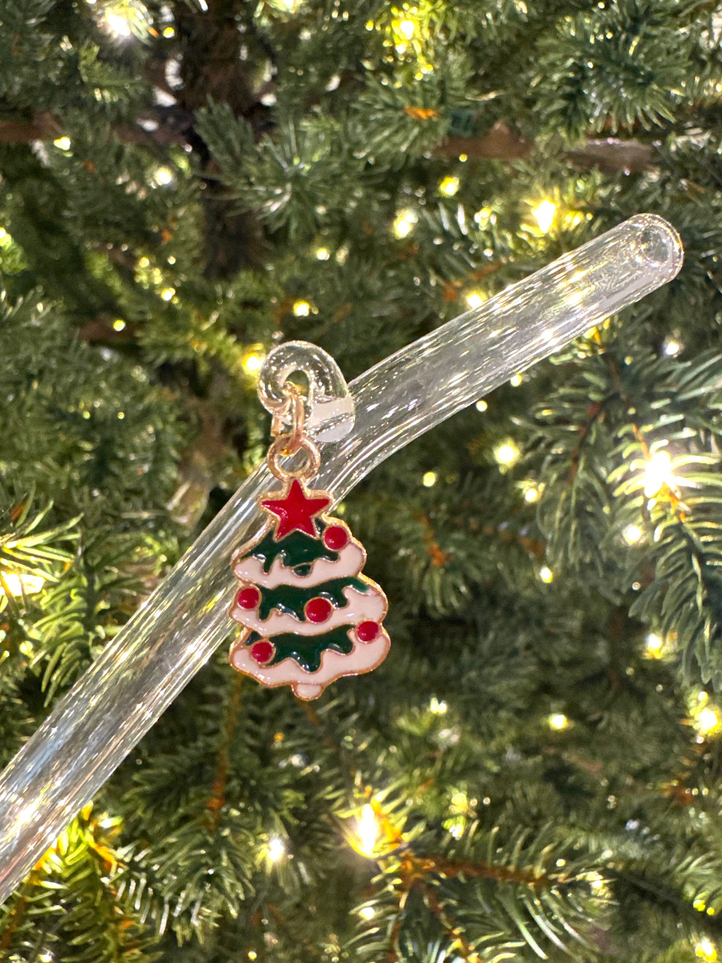 Wavy Christmas Tree Glass Straw