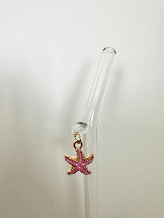 Pink Starfish Glass Straw