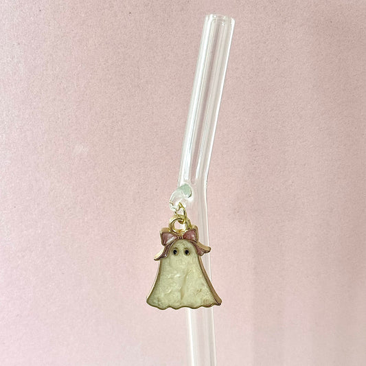 Pink Bow Ghostie Glass Straw