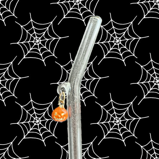 Orange Pumpkin Glass Straw