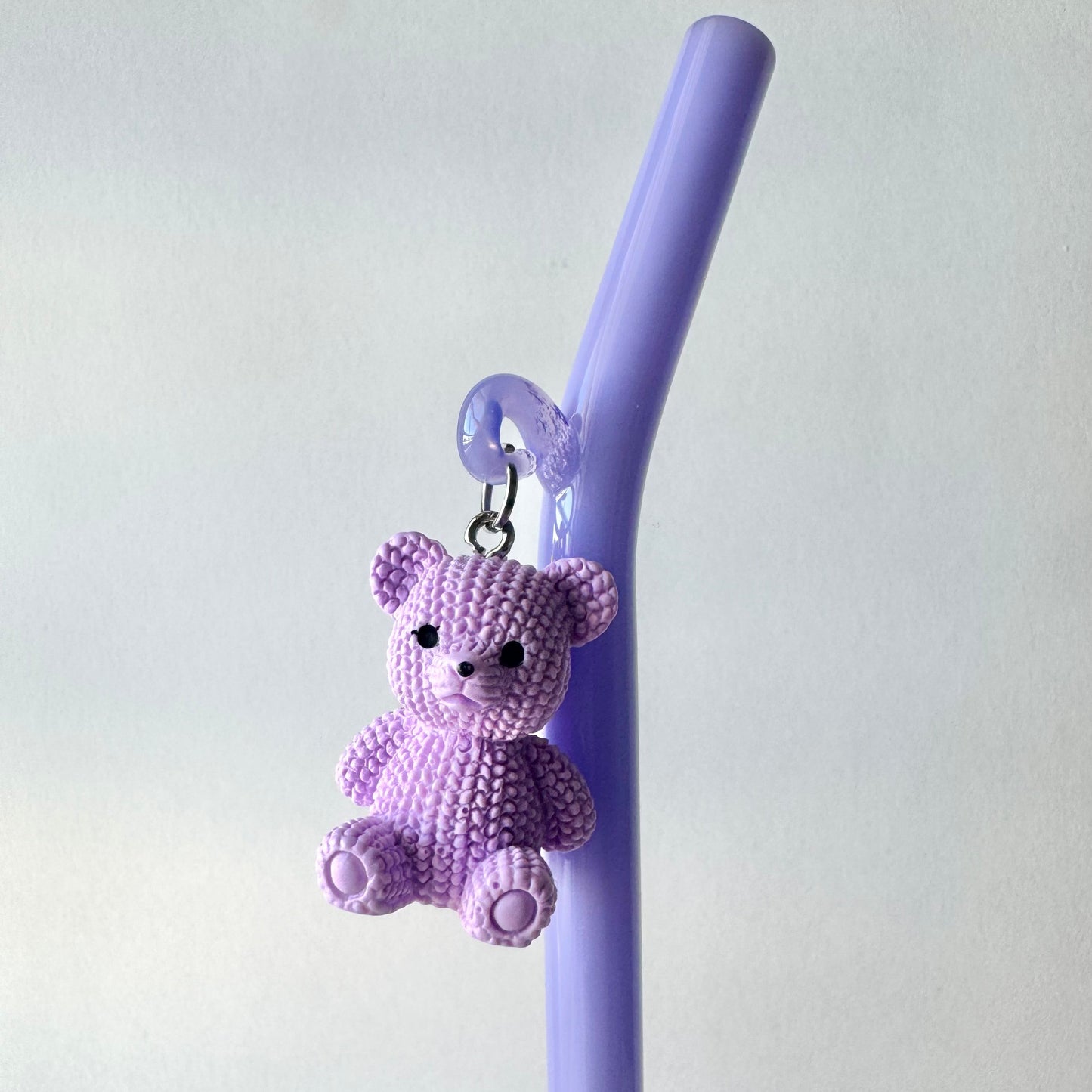 Purple Jumbo Teddy Glass Straw