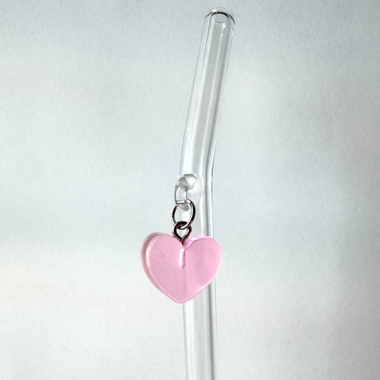 Light Pink Candy Heart Glass Straw