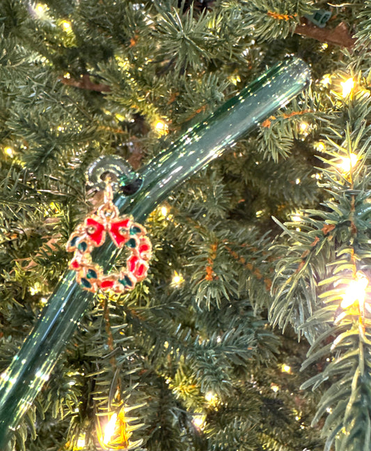 Christmas Wreath Glass Straw