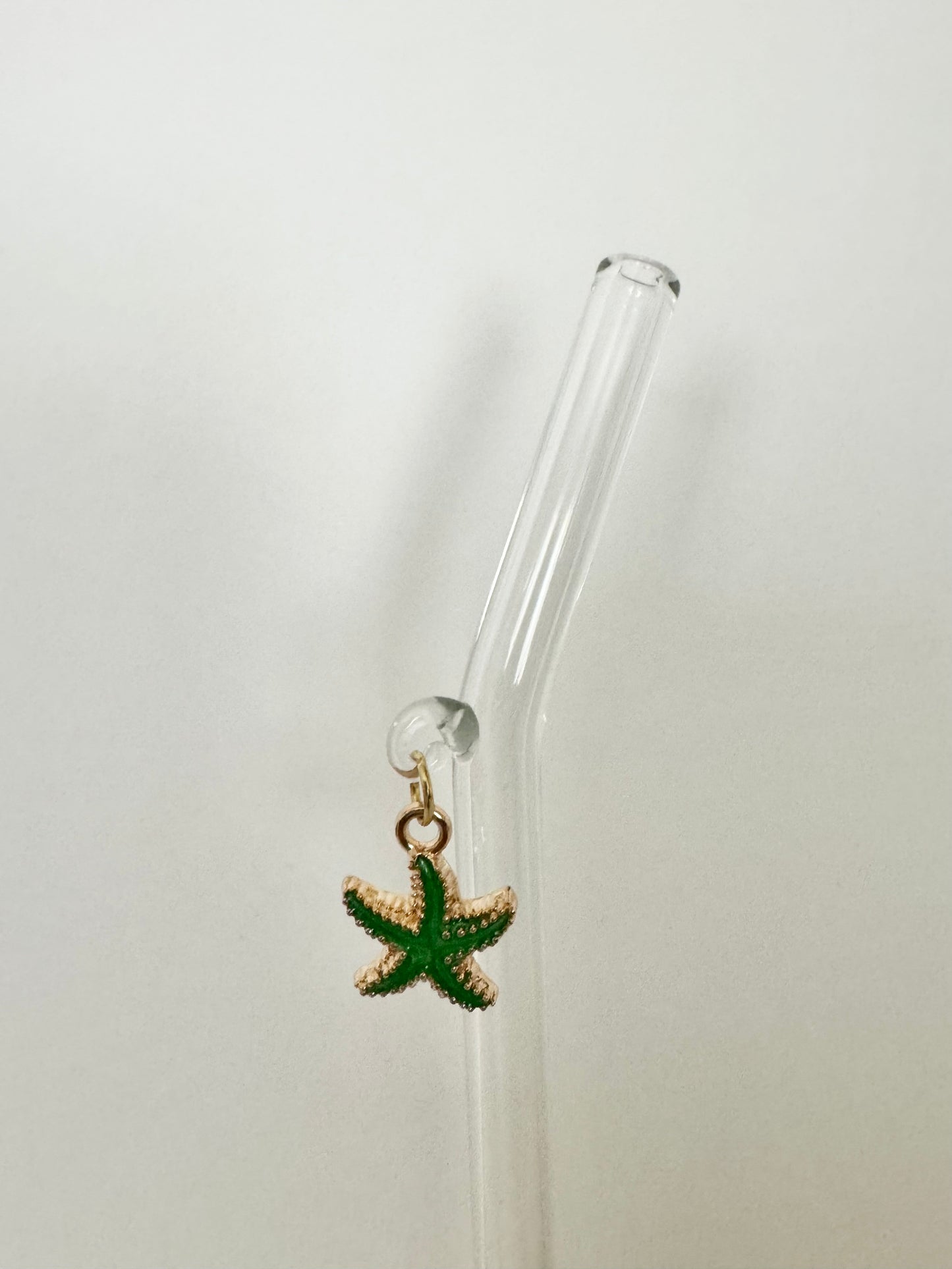 Green Starfish Glass Straw