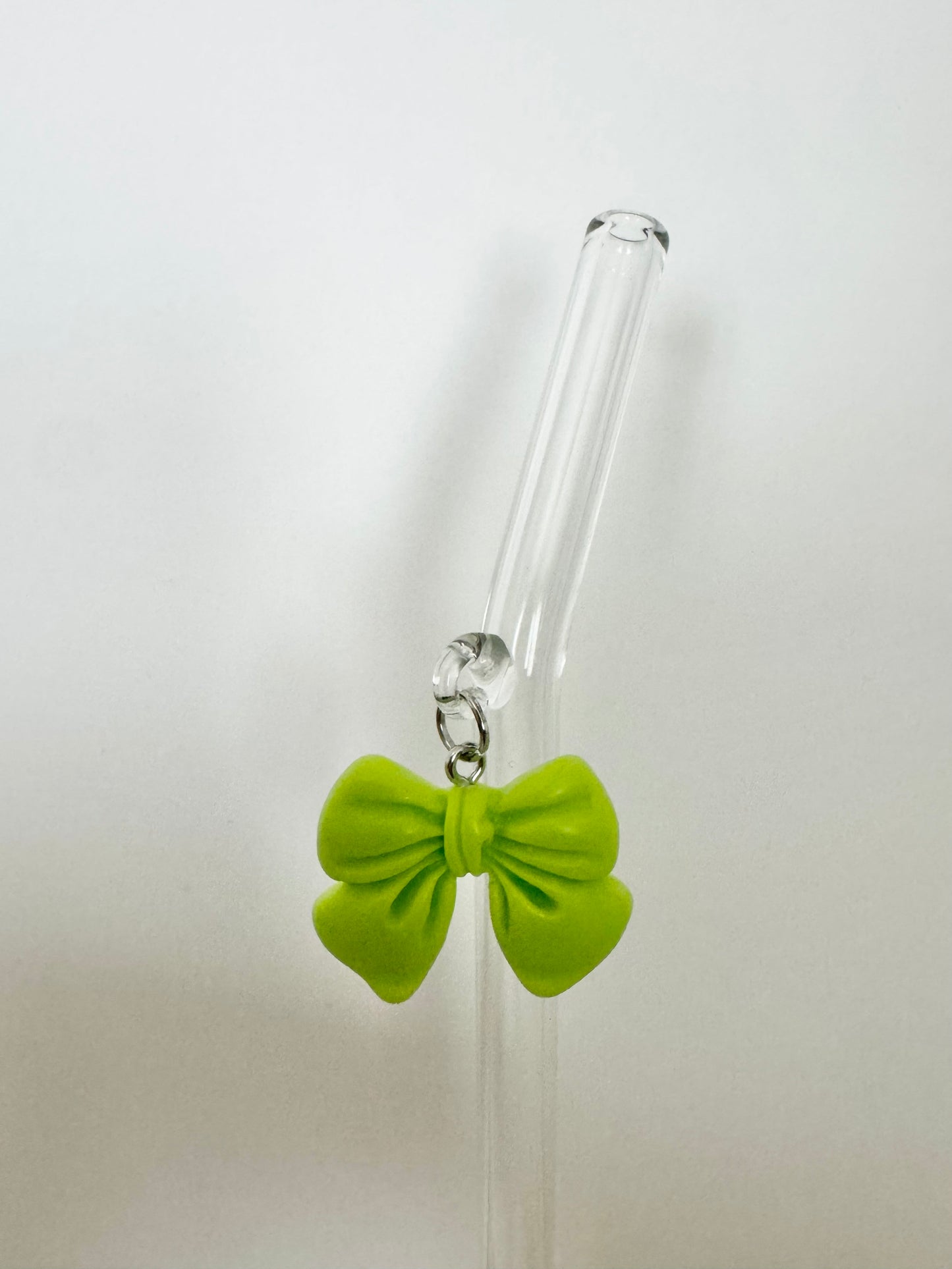 Lime Green Jumbo Bow Glass Straw