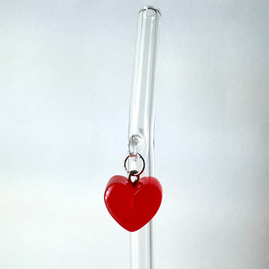 Red Candy Heart Glass Straw