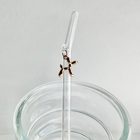 Gold Chrome Dog Glass Straw