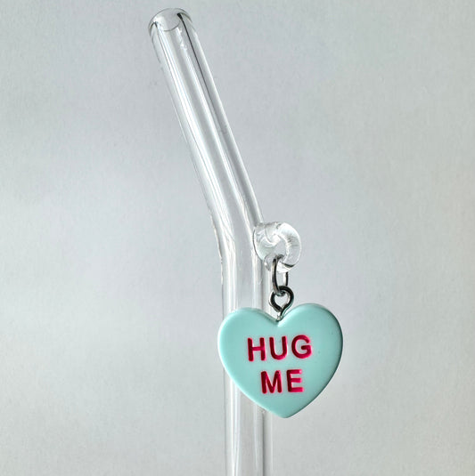 Hug Me Sweetheart Glass Straw