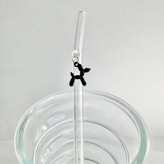 Black Chrome Dog Glass Straw