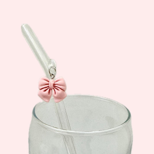 Pink Bow Glass Straw