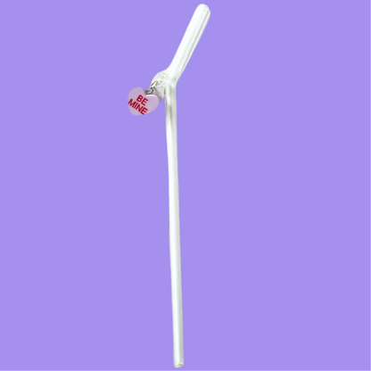 Be Mine Candy Heart Glass Straw