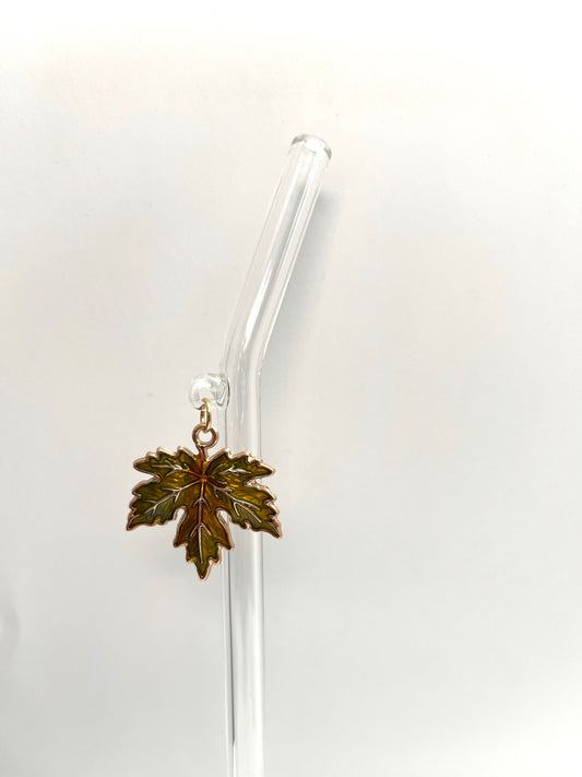 Fall Leaf Glass Straw