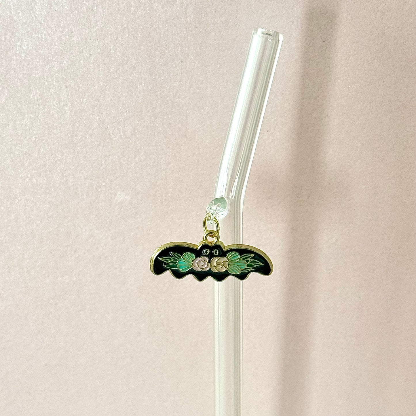 Flower Bat Glass Straw