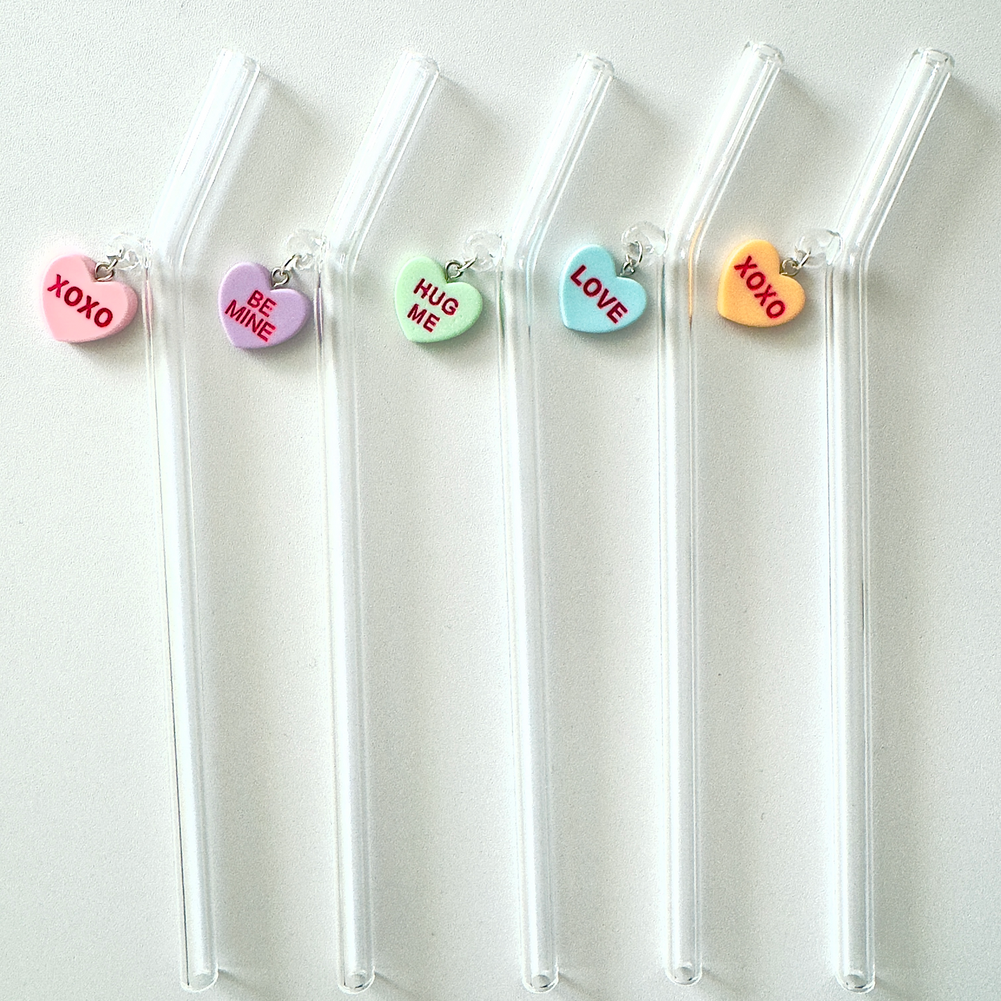 XoXo Candy Heart Glass Straw