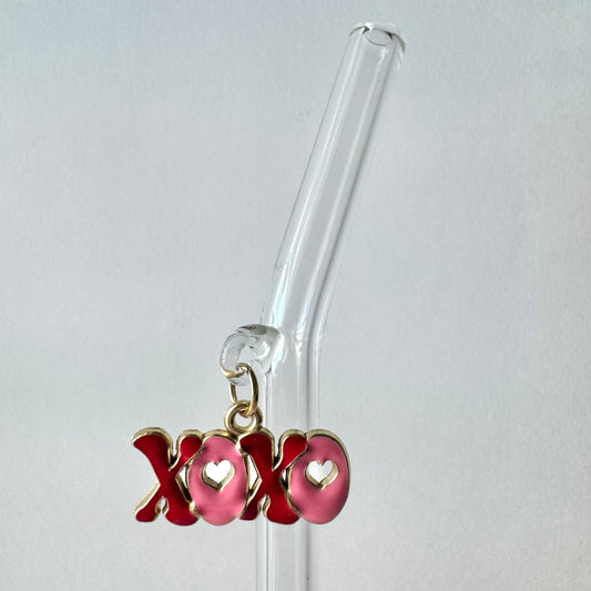 Red/Pink XoXo Glass Straw
