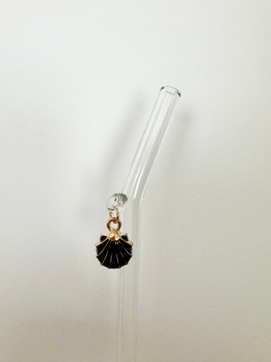 Black Seashell Glass Straw