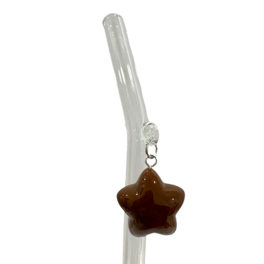 Brown Puffed Star Glass Straw