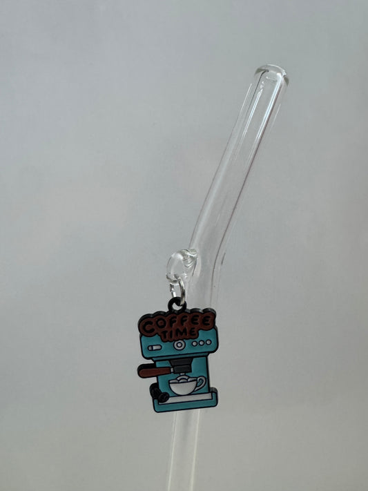 Teal Espresso Machine Glass Straw